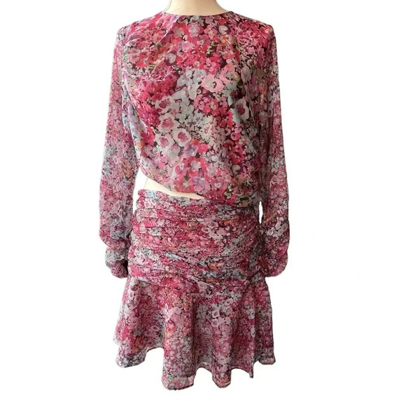Zara Dresses & Skirts - Zara (NWT) Floral Print Pink Mini Dress with Side Cut Out Size X-Large
